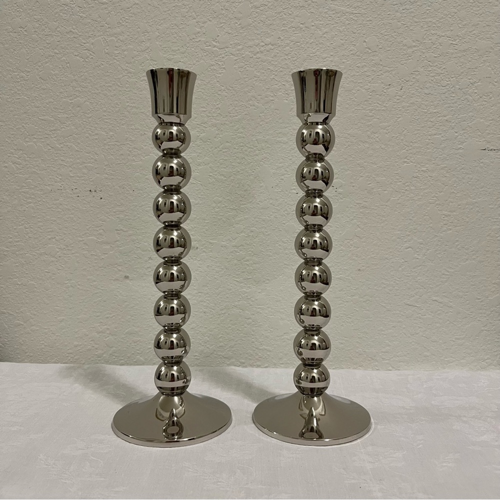 Anthropologie NIB “Sold Out” Set of 2 Small Silver Lumiere Candle Holders - Picture 4 of 12